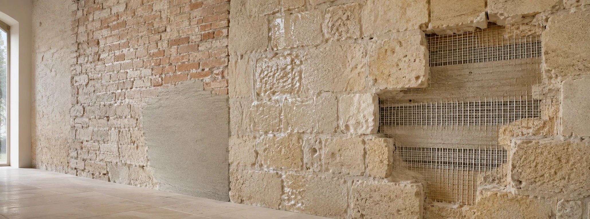 Immagine header dedicata a consolidamento e restauro, con elementi rappresentativi delle principali funzioni della categoria in una scena realistica e priva di marchi.