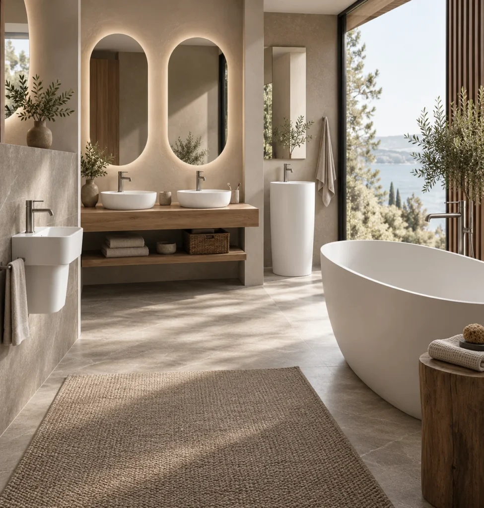 sanitari-gruSanitari bagno con vasi, bidet e componenti coordinati in ambiente moderno.ppo-2